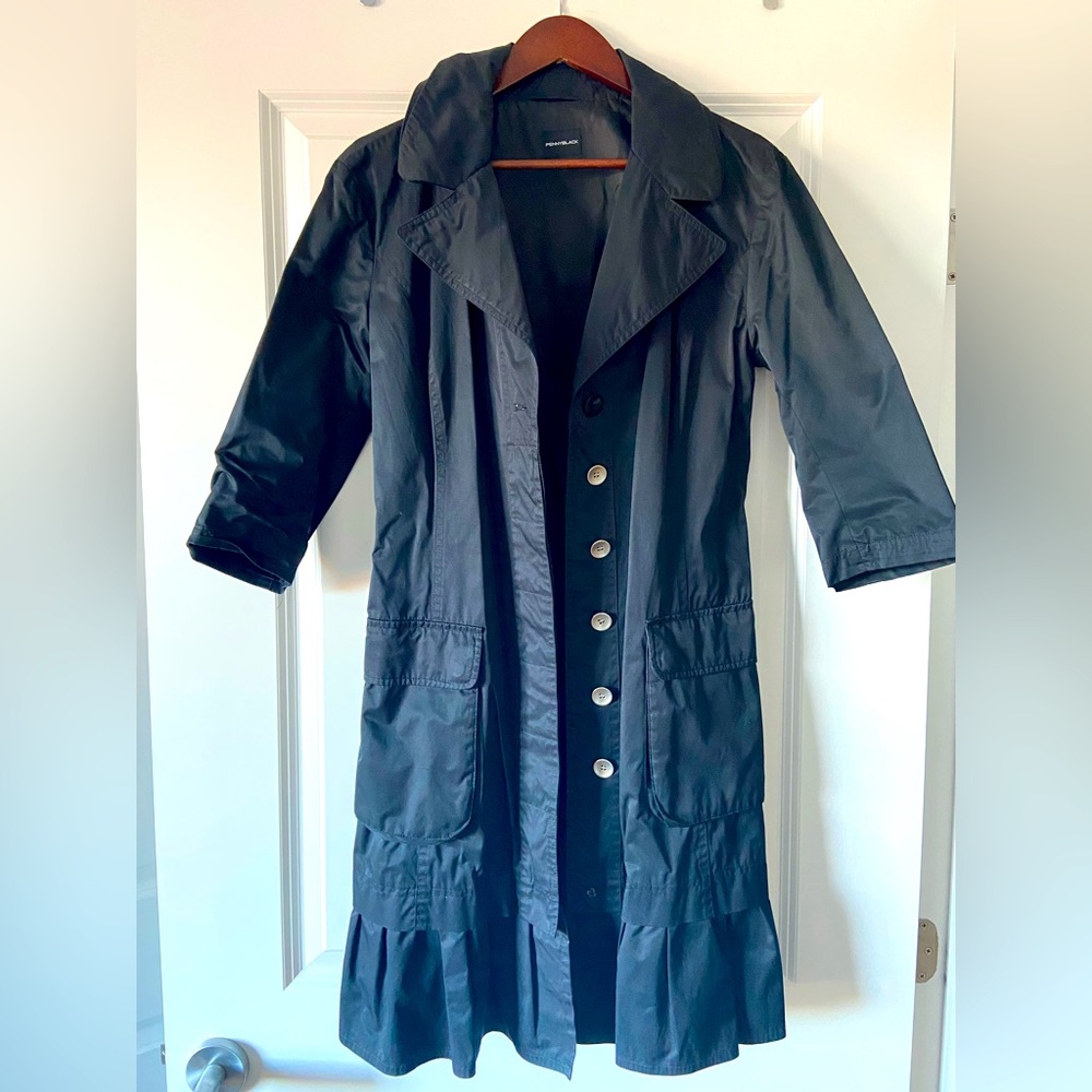 Lightweight Penny Black jacket with ruffle detail